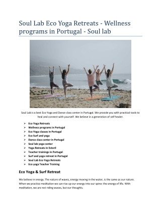 Soul Lab Eco Yoga Retreats