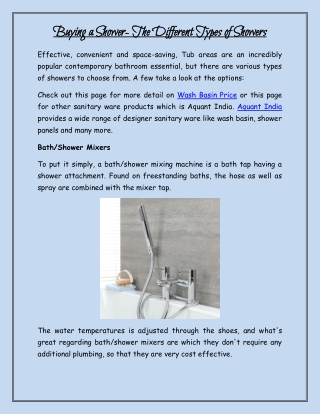 Buying a Shower- The Different Types of Showers