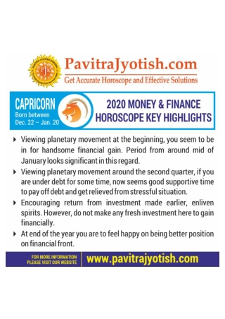 2020 Capricorn Money and Finance Horoscope