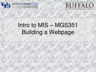 Intro to MIS – MGS351 Building a Webpage