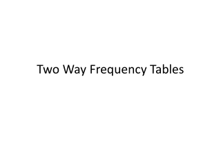 Two Way Frequency Tables