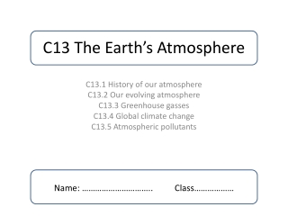 C13 The Earth’s Atmosphere