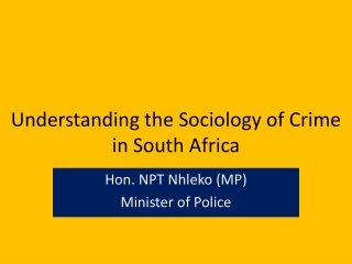 Understanding the Sociology of Crime in South Africa