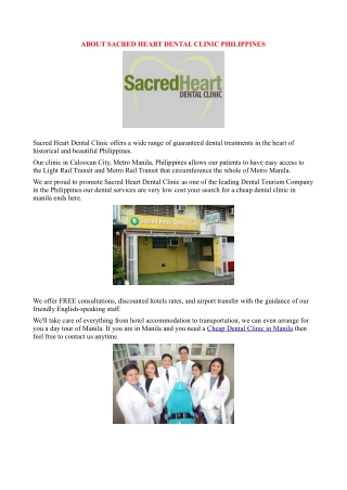 ABOUT SACRED HEART DENTAL CLINIC PHILIPPINES