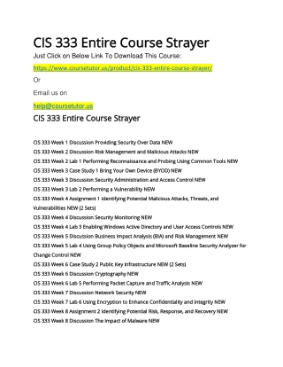 CIS 333 Entire Course Strayer