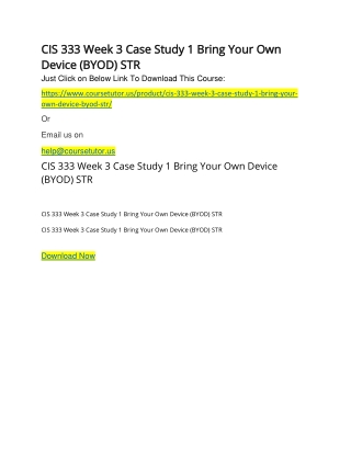 CIS 333 Week 3 Case Study 1 Bring Your Own Device (BYOD) STR