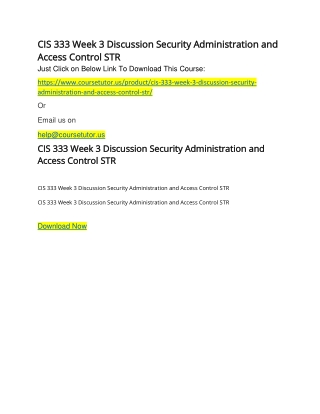 CIS 333 Week 3 Discussion Security Administration and Access Control STR