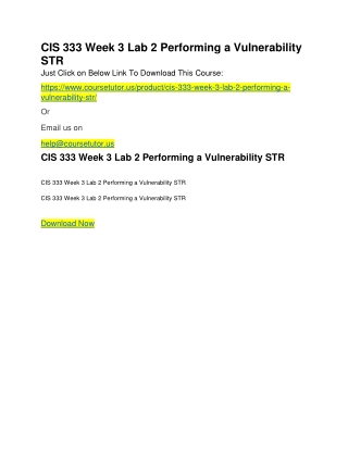 CIS 333 Week 3 Lab 2 Performing a Vulnerability STR