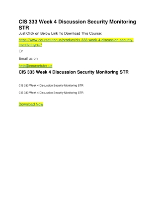 CIS 333 Week 4 Discussion Security Monitoring STR