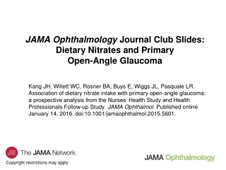 JAMA Ophthalmology Journal Club Slides: Dietary Nitrates and Primary Open-Angle Glaucoma