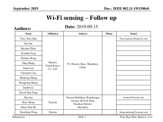 Wi-Fi sensing – Follow up