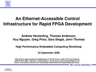 An Ethernet-Accessible Control Infrastructure for Rapid FPGA Development