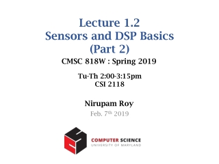 Lecture 1.2 Sensors and DSP Basics (Part 2)