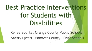 Best Practice Interventions for Students with Disabilities