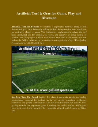 Artificial Turf & Gras for Game, Play and Diversion