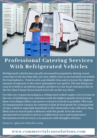 Professional Catering Services With Refrigerated Vehicles