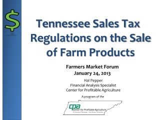 Tennessee Sales Tax Regulations on the Sale of Farm Products