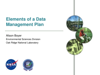 Elements of a Data Management Plan