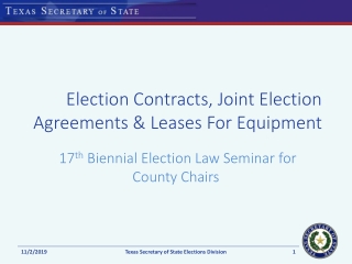 Election Contracts, Joint Election Agreements &amp; Leases For Equipment