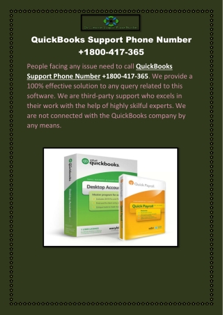 QuickBooks Support Phone Number 1800-417-365