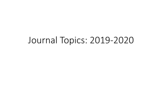 Journal Topics: 2019-2020