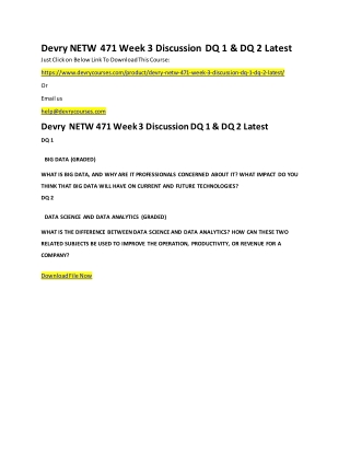 Devry NETW 471 Week 3 Discussion DQ 1 & DQ 2 Latest