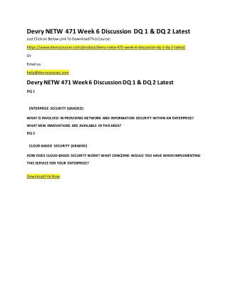 Devry NETW 471 Week 6 Discussion DQ 1 & DQ 2 Latest