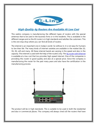 High-Quality 4g Routers Are Available At Low Cost