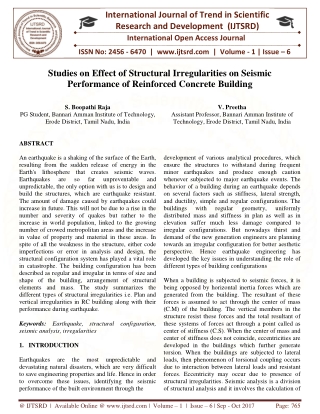 Studies on Effect of Structural Irregularities on Seismic Performance of Reinforced Concrete Building