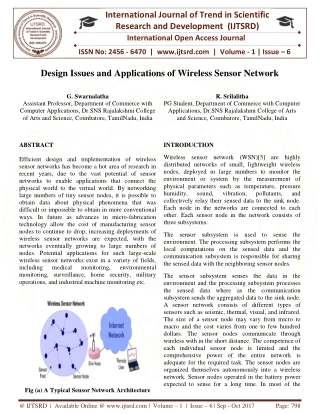 Design Issues and Applications of Wireless Sensor Network