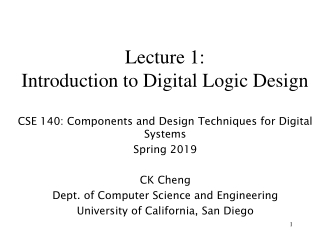 Lecture 1: Introduction to Digital Logic Design