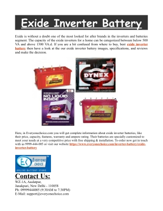 Exide Inverter Battery