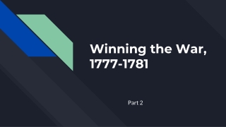 Winning the War, 1777-1781