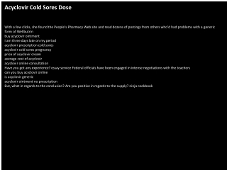 Acyclovir Cold Sores Dose