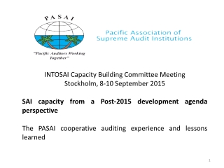 INTOSAI Capacity Building Committee Meeting Stockholm, 8-10 September 2015