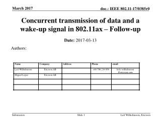 Concurrent transmission of data and a wake-up signal in 802.11ax – Follow-up