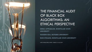 The Financial Audit of black box algorithms: an ethical perspective
