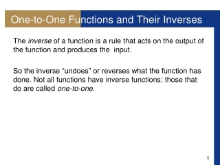 One-to-One Functions and Their Inverses