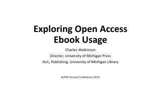 Exploring Open Access Ebook Usage