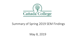 Summary of Spring 2019 SEM Findings