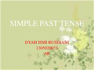 SIMPLE PAST TENSE