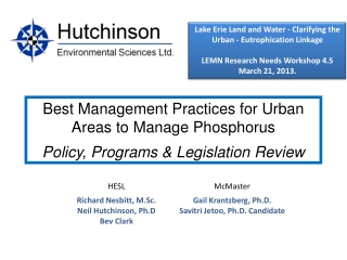 Lake Erie Land and Water - Clarifying the Urban - Eutrophication Linkage