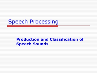 Speech Processing