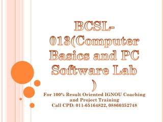 BCSL-013(Computer Basics and PC Software Lab ) For 100% Result Oriented IGNOU Coaching