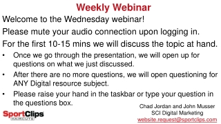 Weekly Webinar