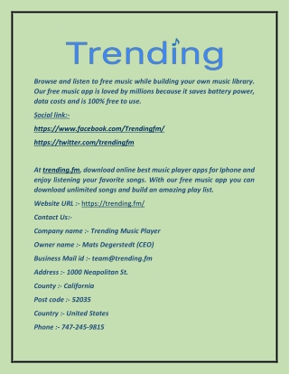 Listen to Music Free Online - Trending.fm