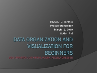 RSA 2019, Toronto Preconference day March 16, 2019 11AM-1PM