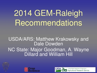 2014 GEM-Raleigh Recommendations