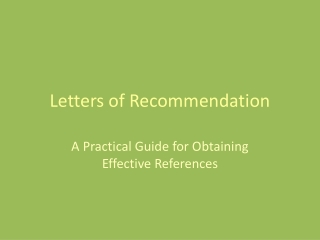 Letters of Recommendation