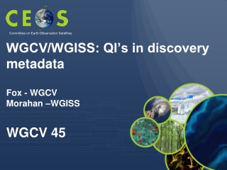 WGCV/WGISS: QI’s in discovery metadata Fox - WGCV Morahan –WGISS WGCV 45